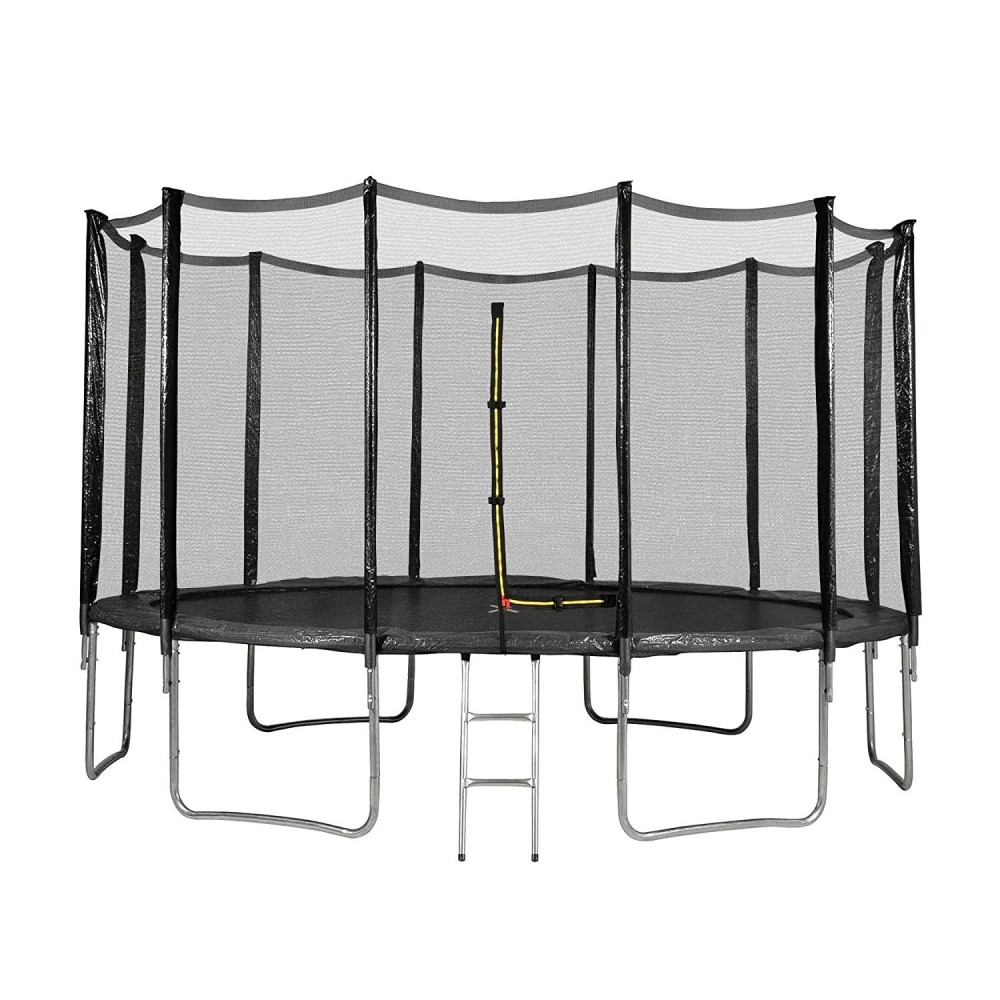 Trampoline de Jardin TUV avec Filet extérieur, Echelle et mousse de protection, Ø diamètre 13 Ft / 400 cm - 12 perches