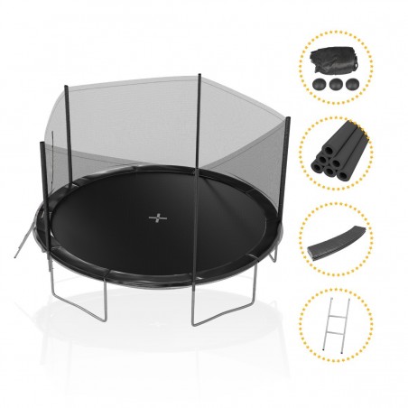 Trampoline de Jardin avec Filet extérieur, diamètre 12 FT / 366cm - 5 perches