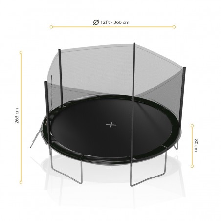 Trampoline de Jardin avec Filet extérieur, diamètre 12 FT / 366cm - 5 perches