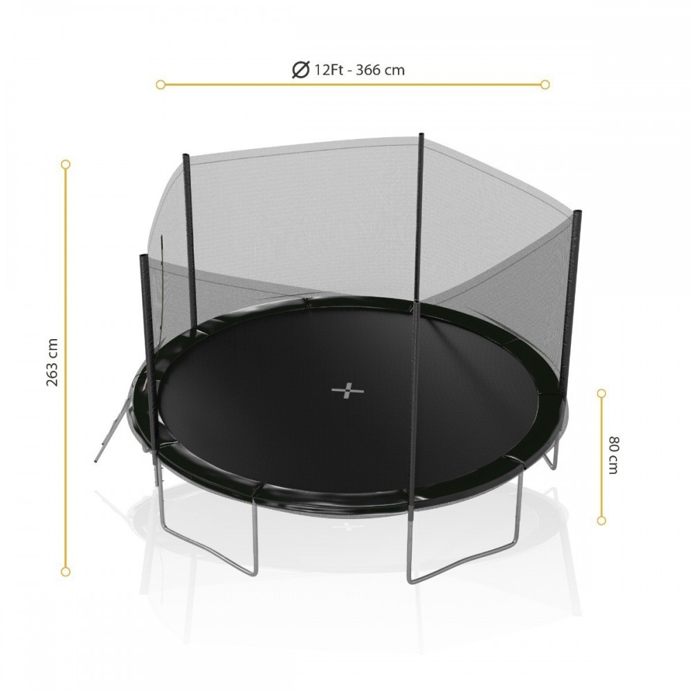 Trampoline de Jardin avec Filet extérieur, diamètre 12 FT / 366cm - 5 perches