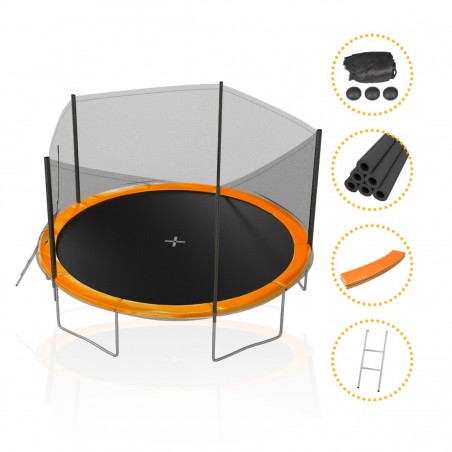 Trampoline de Jardin avec Filet extérieur, diamètre 12 FT / 366cm - 5 perches