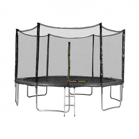 Trampoline de Jardin avec filet de sécurité exterieur, échelle et mousse de protection diamètre 13FT / 400 cm