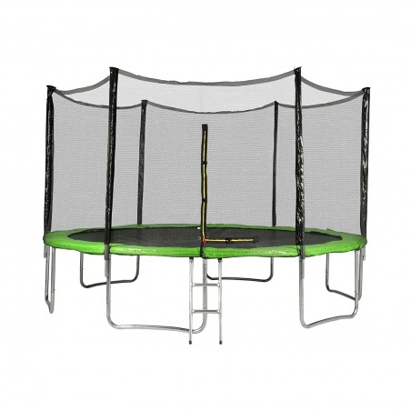 Trampoline de Jardin avec filet de sécurité exterieur, échelle et mousse de protection diamètre 13FT / 400 cm