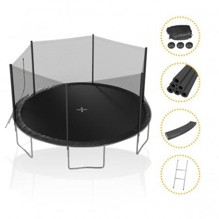 Trampoline de Jardin TUV avec Filet Exterieur, diamètre 14 Ft / 427cm - 6 perches