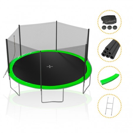 Trampoline de Jardin TUV avec Filet Exterieur, diamètre 14 Ft / 427cm - 6 perches