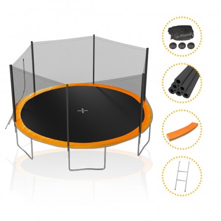 Trampoline de Jardin TUV avec Filet Exterieur, diamètre 14 Ft / 427cm - 6 perches