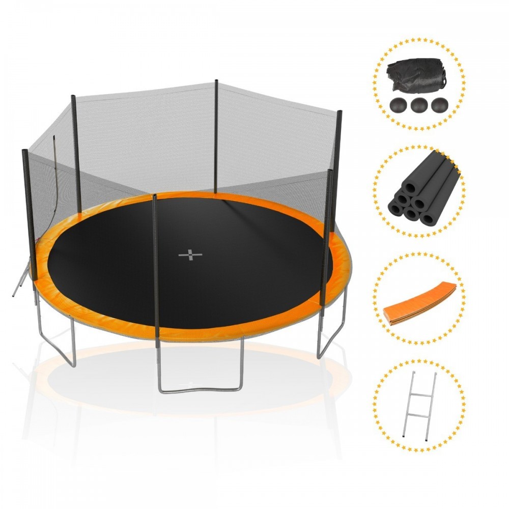 Trampoline de Jardin TUV avec Filet Exterieur, diamètre 14 Ft / 427cm - 6 perches