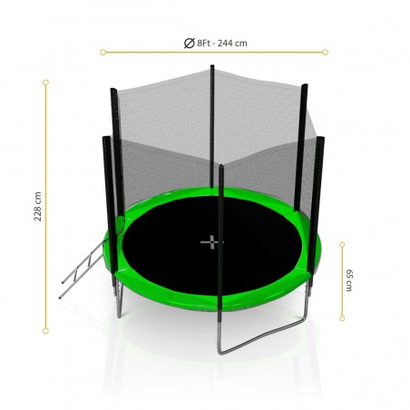 Trampoline de Jardin avec Filet Exterieur, diamètre 8 Ft / 244cm - 6 perches