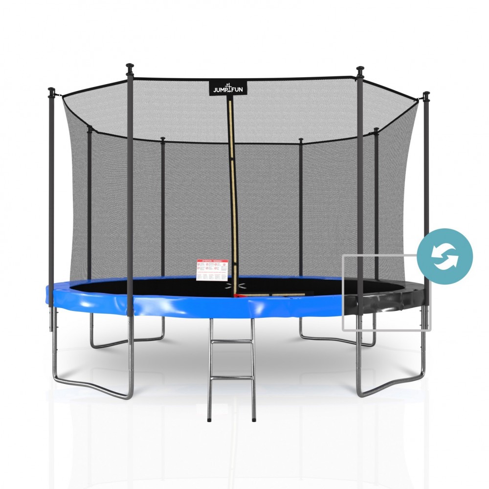 Trampoline extérieur 360 cm réversible - filet de sécurité + matelas de protection + echelle - norme EU
