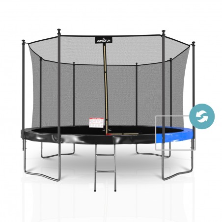 Trampoline extérieur 360 cm réversible - filet de sécurité + matelas de protection + echelle - norme EU