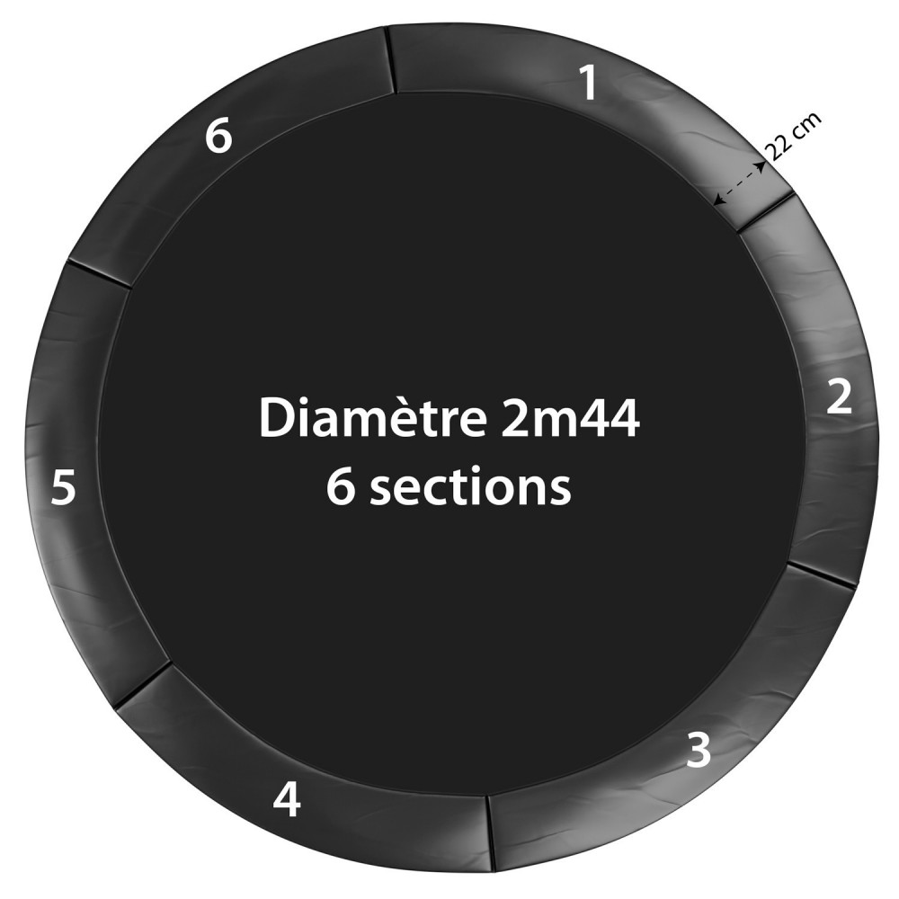 Coussin de protection des ressorts pour Trampoline 8Ft / 244 cm - Noir - PE