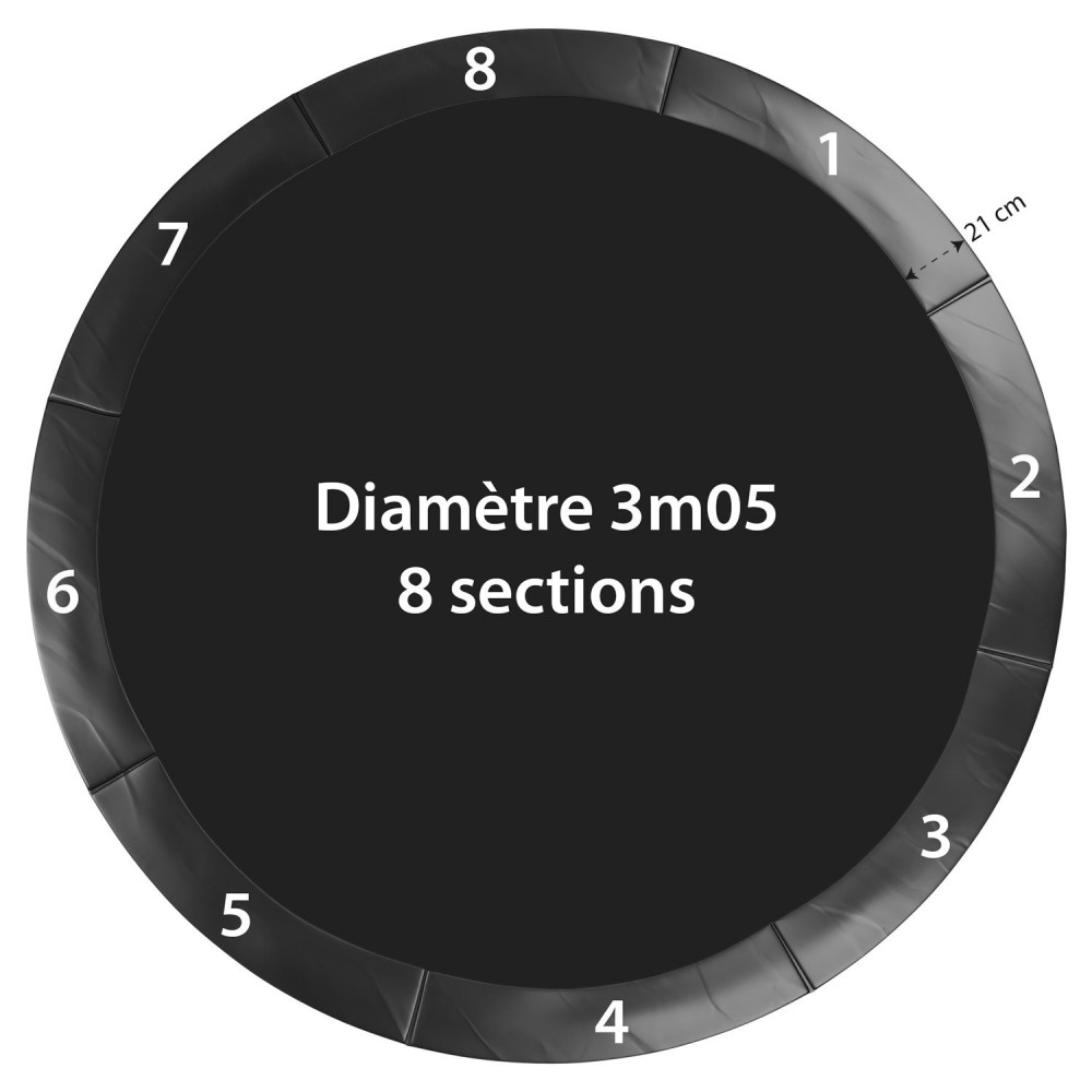 Coussin de protection des ressorts pour Trampoline 10Ft / 305 cm - Noir - PE