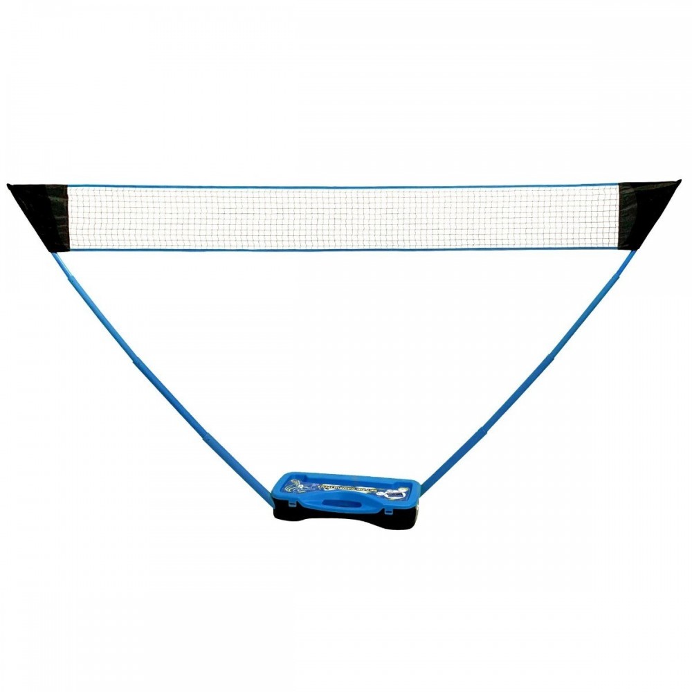 Set de Badminton complet avec filet 295 x 38 x 154 cm, raquettes, volants et étui de rangement Bleu