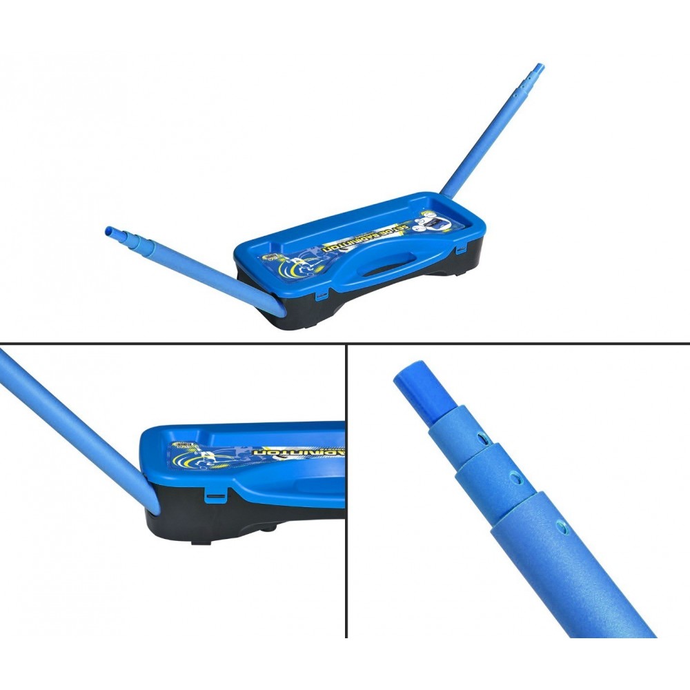 Set de Badminton complet avec filet 295 x 38 x 154 cm, raquettes, volants et étui de rangement Bleu