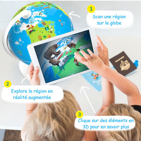 Globe Interactif - Jeux Educatif ORBOOT en Réalité Augmentée : Multi jeux - Quizz, Défis, Aventures