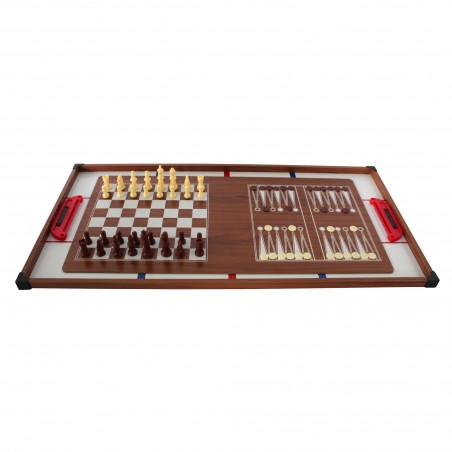 Plateaux Multi-jeux, 14 jeux : Ping Pong, Air Hockey, Bowling, Echec, Mikado, Back Gammon 97 x 49 x 3 cm Plateaux Multi-jeux, 14 jeux : Ping Pong, Air Hockey, Bowling, Echec, Mikado, Back Gammon 97 x 49 x 3 cm