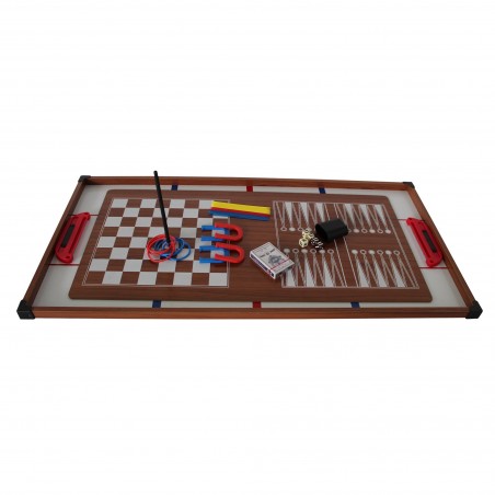 Plateaux Multi-jeux, 14 jeux : Ping Pong, Air Hockey, Bowling, Echec, Mikado, Back Gammon 97 x 49 x 3 cm Plateaux Multi-jeux, 14 jeux : Ping Pong, Air Hockey, Bowling, Echec, Mikado, Back Gammon 97 x 49 x 3 cm