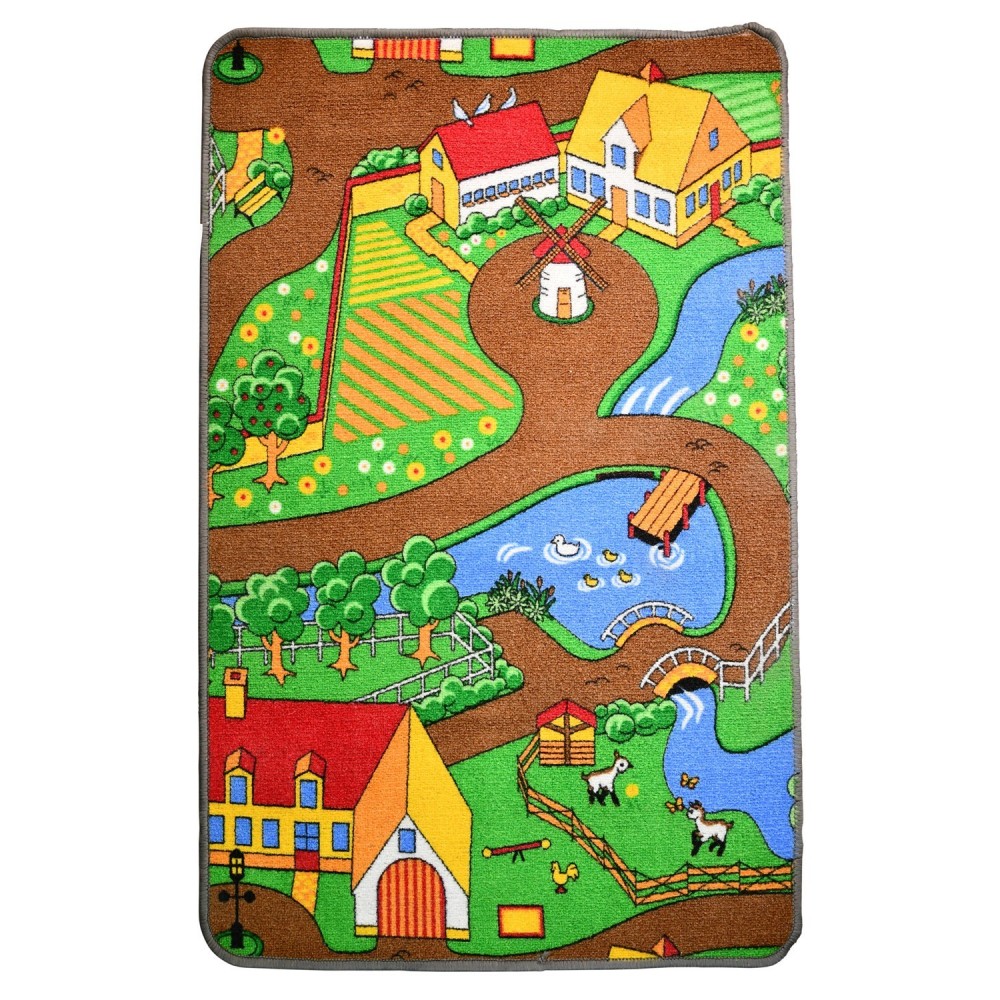 Tapis de Jeux Enfant - Réversible : Street et ferme 67 x 100 cm