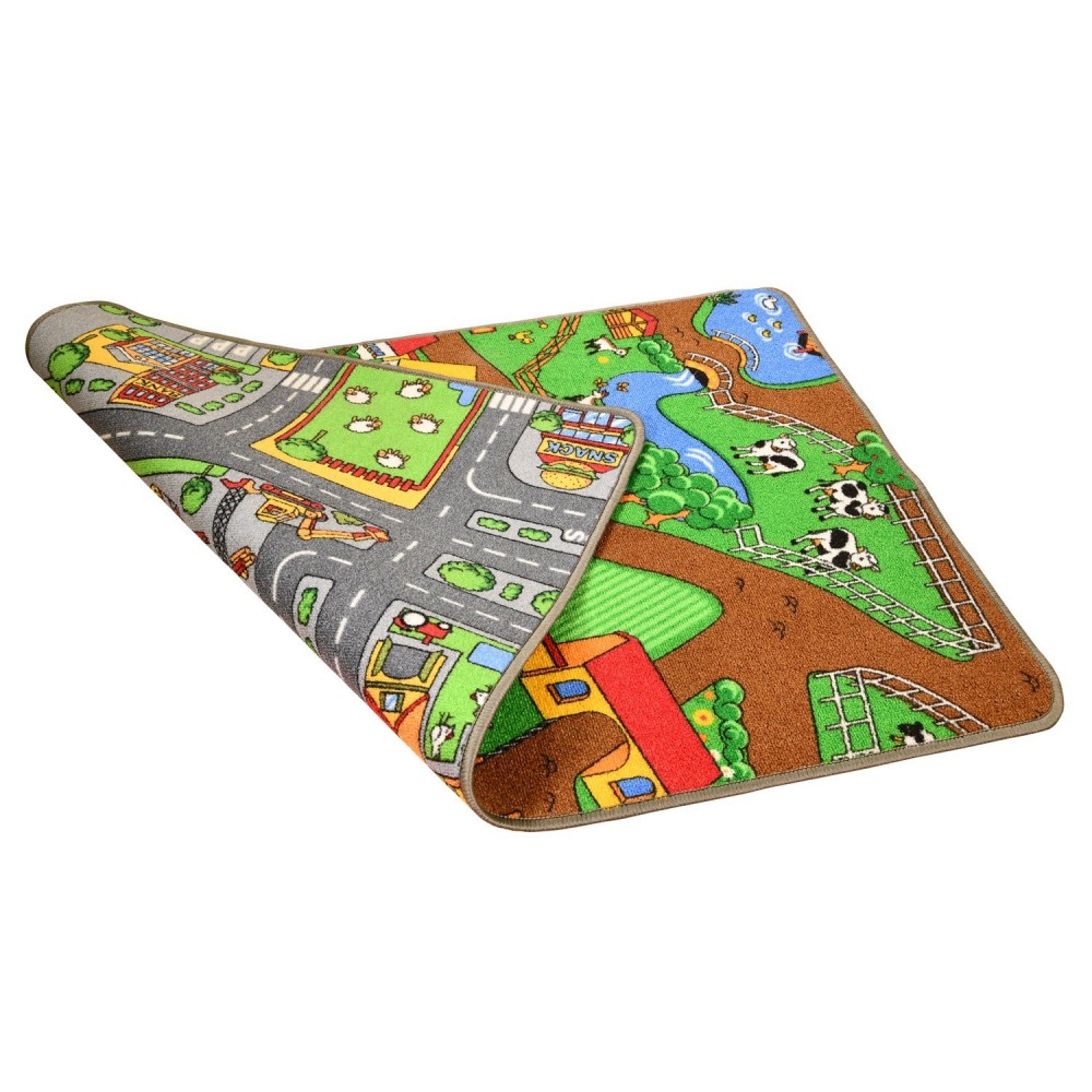 Tapis de Jeux Enfant - Réversible : Street et Ferme   80 x 120 cm