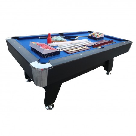 Billard Americain avec Retour de boules automatique et Accessoires - Tapis bleu - 214 x 122 cm