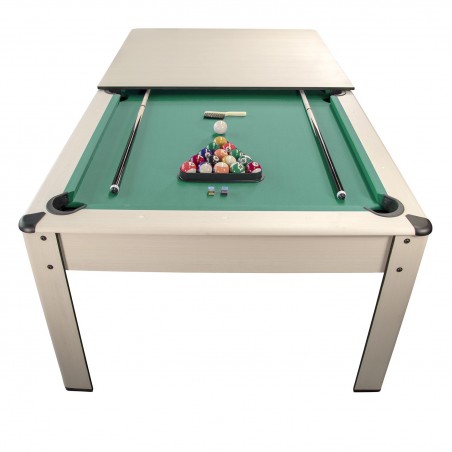 Billard Américain HARMONY 6Ft - 206,5 x 116,5 x 80 cm avec accessoires et plateau dînatoire - Couleur Hêtre