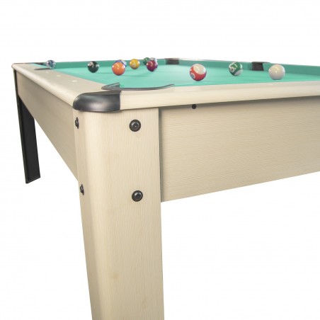 Billard Américain HARMONY 6Ft - 206,5 x 116,5 x 80 cm avec accessoires et plateau dînatoire - Couleur Hêtre