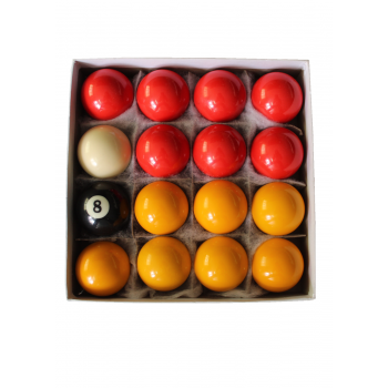 Set de 16 Boules de Billard Anglais en résine 2" (50,8mm) 7 boules jaunes, 7  boules rouges, 1 blanche et 1 noire