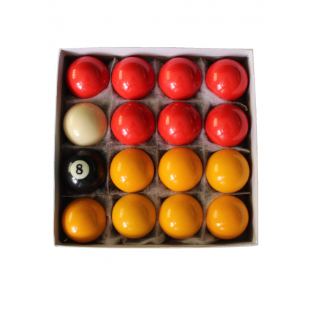 Set de 16 Boules de Billard Anglais en résine 2" (50,8mm) 7 boules jaunes, 7  boules rouges, 1 blanche et 1 noire