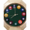 Horloge octogonale en bois - Heures boules de billard Horloge octogonale en bois - Heures boules de billard