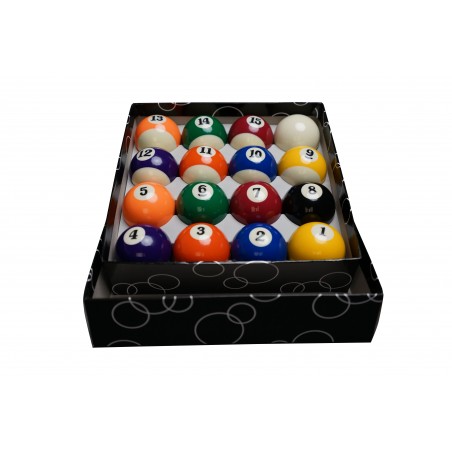 Billard, accessoires pour jeu Américain - 2 queues + set de boules + 2 gants + brosse de billard + set de 12 craies + triangle