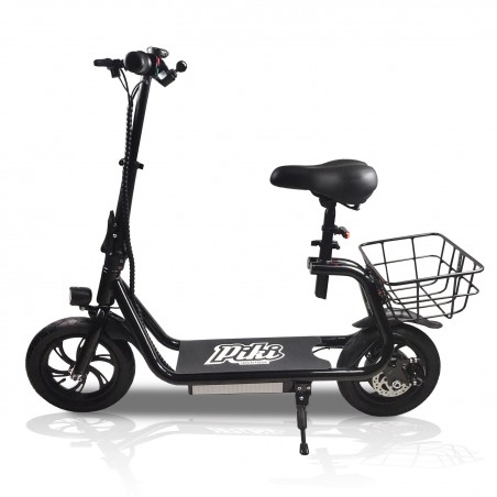 Trottinette Electrique avec siège 350W Piki City Pliable, LED Av/Ar, Affichage LCD, Etanche, Panier de transport