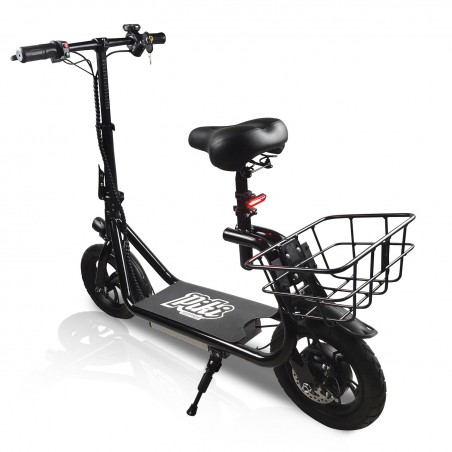 Trottinette Electrique avec siège 350W Piki City Pliable, LED Av/Ar, Affichage LCD, Etanche, Panier de transport