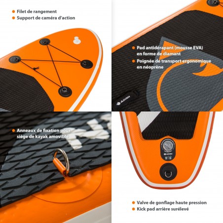 Stand up Paddle Gonflable 10'2 - CRUISER ADRN 10'2 30'' 5'' (310x76x13) - avec Pompe, Pagaie, Leash et Sac de transport - Orange Stand up Paddle Gonflable 10'2 - CRUISER ADRN 10'2 30'' 5'' (310x76x13) - avec Pompe, Pagaie, Leash et Sac de transport - Orange