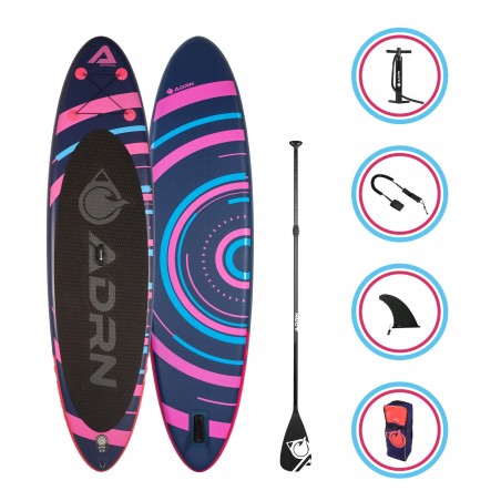 Stand up Paddle Gonflable 10'8 - SPIRAL ADRN 10'8 32'' 6'' (325x81x15) - avec Pompe, Pagaie, Leash et Sac de transport - Violet