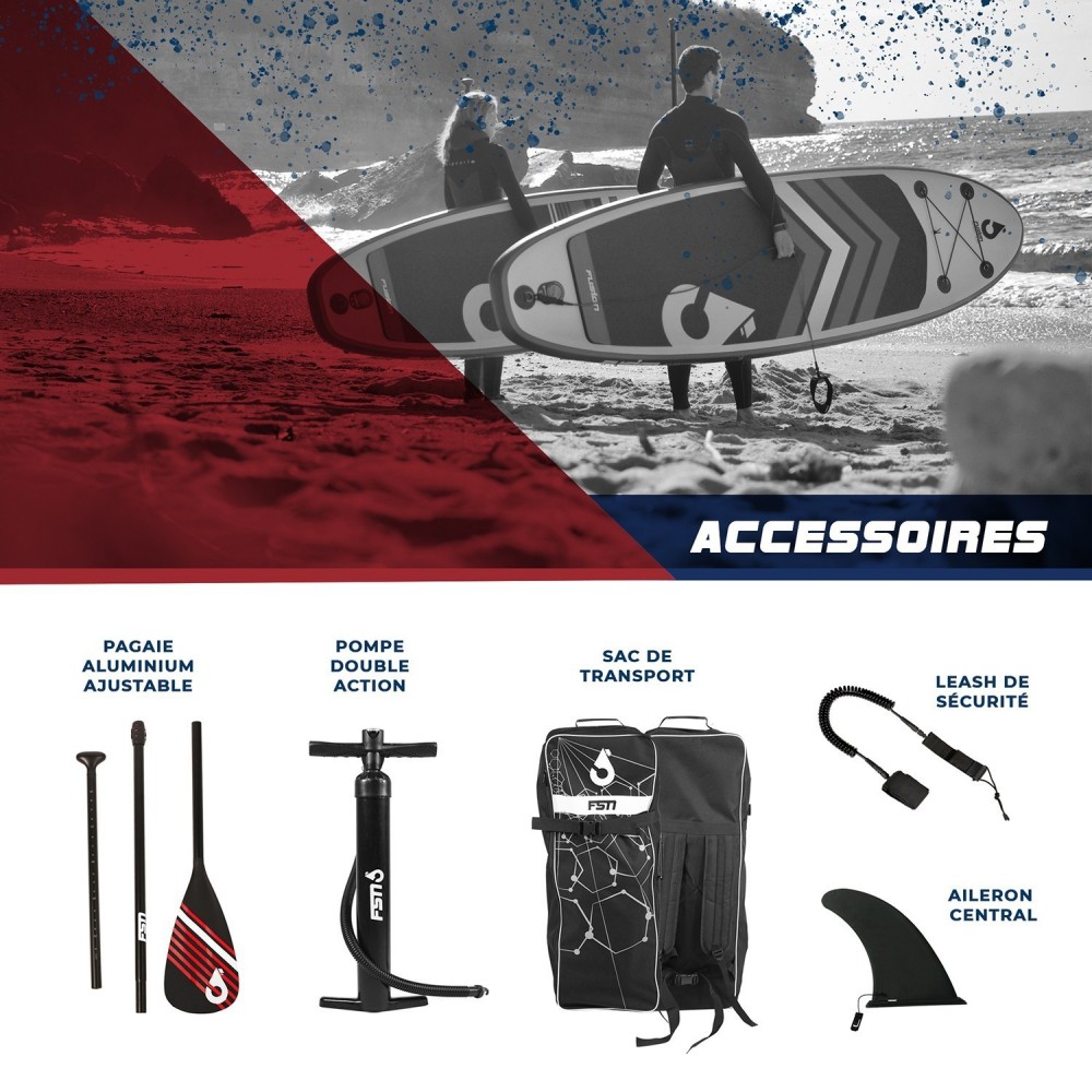 Stand Up Paddle 15' - DEUCE FSN 15' 34" 8" (457x86x20 cm) avec Pagaie, Leash, Pompe et Sac de Transport