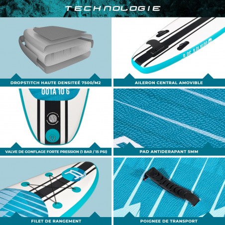 Pack Stand Up Paddle gonflable 10'6'' - OOTA ROHE 10?6?? 30?? 6?? (320x76 x15cm) - avec accessoires