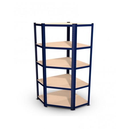 Étagère d'angle polyvalente en métal - Charge lourde Max 750kg - 180 x 90 x 45 cm - Bleu