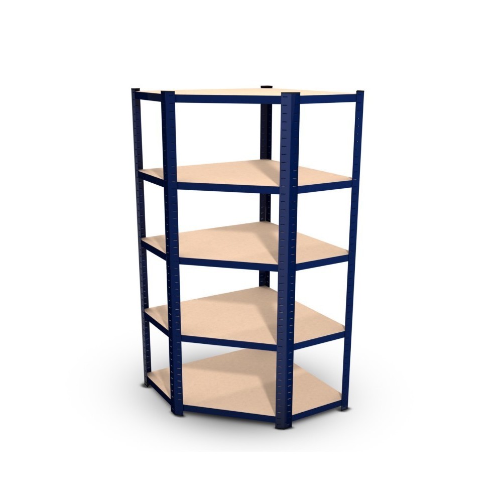 Étagère d'angle polyvalente en métal - Charge lourde Max 750kg - 180 x 90 x 45 cm - Bleu