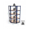 Étagère d'angle polyvalente en métal - Charge lourde Max 750kg - 180 x 90 x 45 cm - Bleu Étagère d'angle polyvalente en métal - Charge lourde Max 750kg - 180 x 90 x 45 cm - Bleu