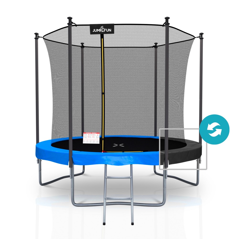 Trampoline extérieur Classique ø 244 cm- 8FT- Filet intérieur, Matelas de protection réversible et Echelle