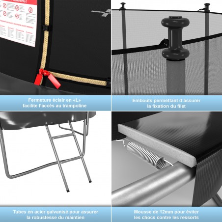 Trampoline extérieur Classique ø 366 cm- 12FT- Filet intérieur, Matelas de protection réversible et Echelle