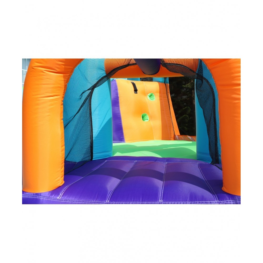 Château Aquatique Gonflable - Sunny Jungle - Surface 430x400x225 cm - souffleur et sac de rangement inclus