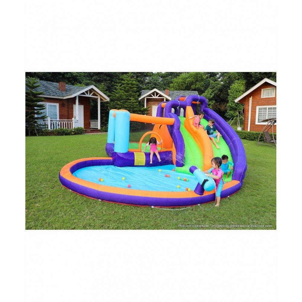 Château Aquatique Gonflable - Grand Splash - Surface 460x415x230 cm - souffleur et sac de rangement inclus