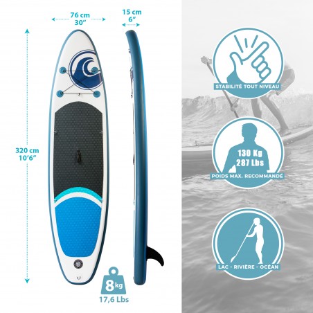 Pack Stand Up Paddle  Gonflable WAVE 10'6 30'' 6''