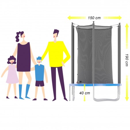 Trampoline extérieur 150 cm - filet de sécurité + matelas de protection + echelle - norme EU