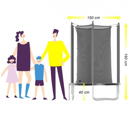 Trampoline extérieur 150 cm - filet de sécurité + matelas de protection + echelle - norme EU