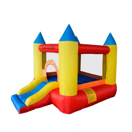 Château gonflable pour enfants 2,8m : aire de jeux avec toboggan - souffleur et sac de rangement inclus - Castle Bouncer