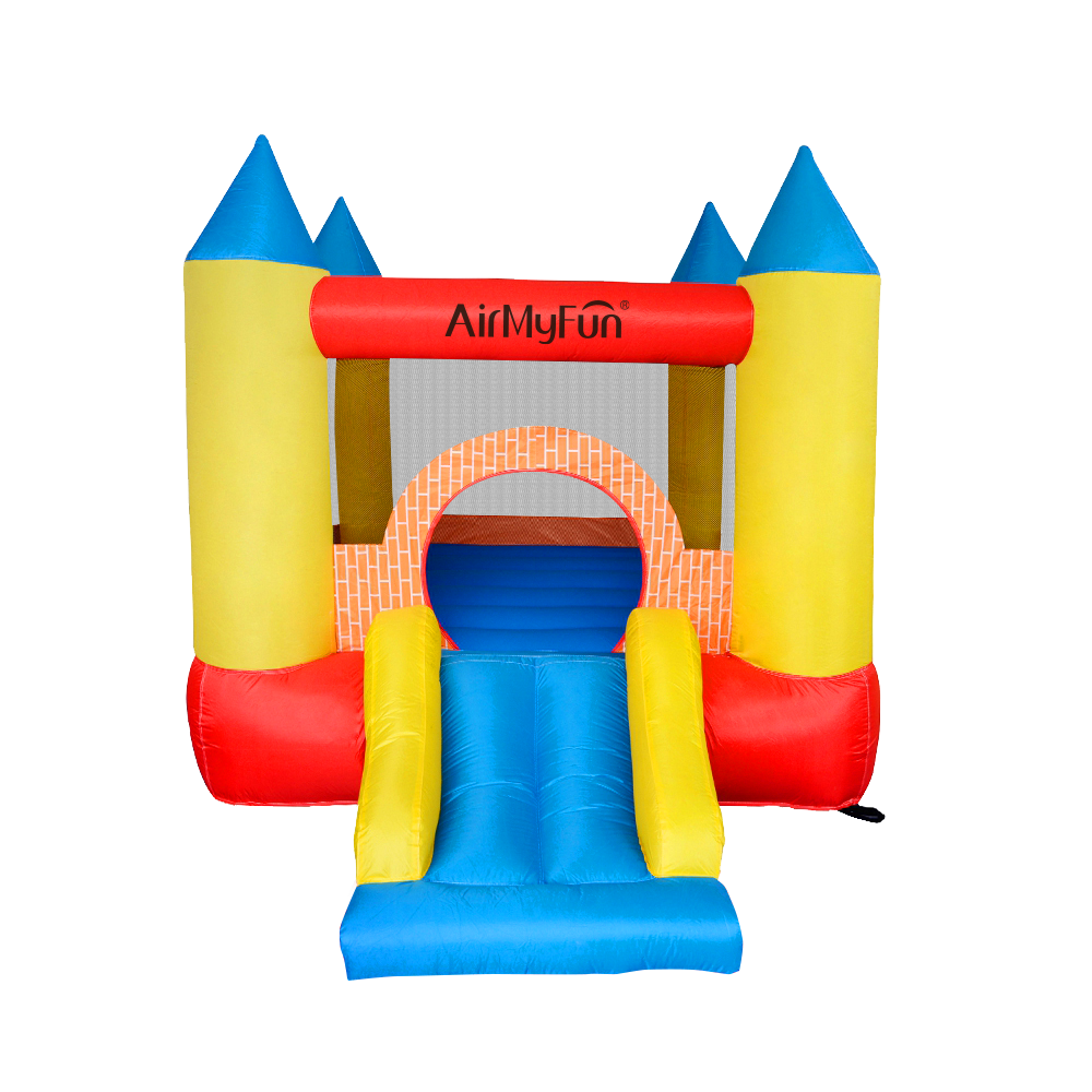 Château gonflable pour enfants 2,8m : aire de jeux avec toboggan - souffleur et sac de rangement inclus - Castle Bouncer