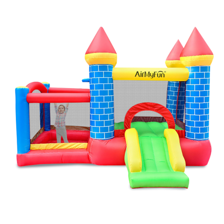 Château Gonflable 3m : aire de jeux avec toboggan - souffleur et sac de rangement inclus - Castle Bouncer Deluxe