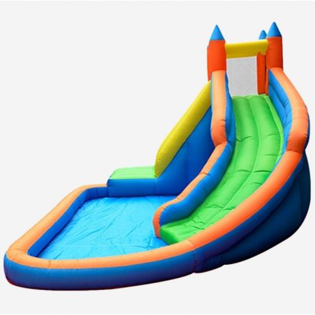 Château Aquatique Gonflable pour enfants 4m - Aire de jeux avec Escalade, Tobbogan et Piscine